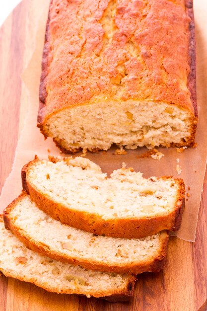 Pão de banana caseiro da receita clássica.