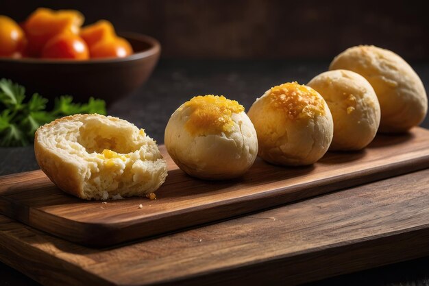 Foto pão de batata tradicional em mesa de madeira