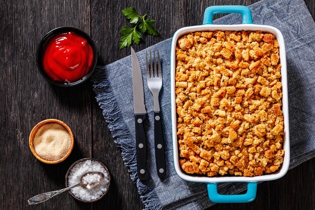 Foto pão de carne e recheio casserole jantar de carne moída