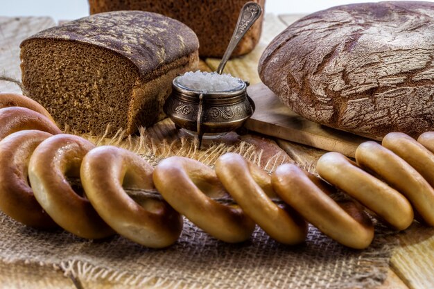 Pão de centeio e bagels