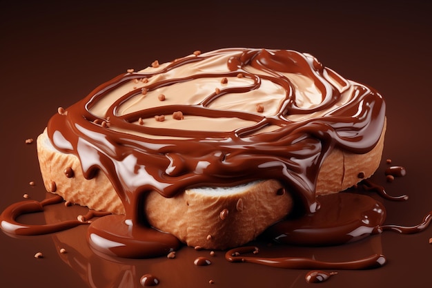 pão de chocolate derretido para comida e pequeno-almoço