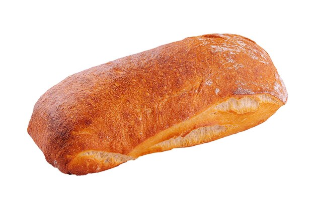 Pão de crosta crocante saboroso isolado no branco