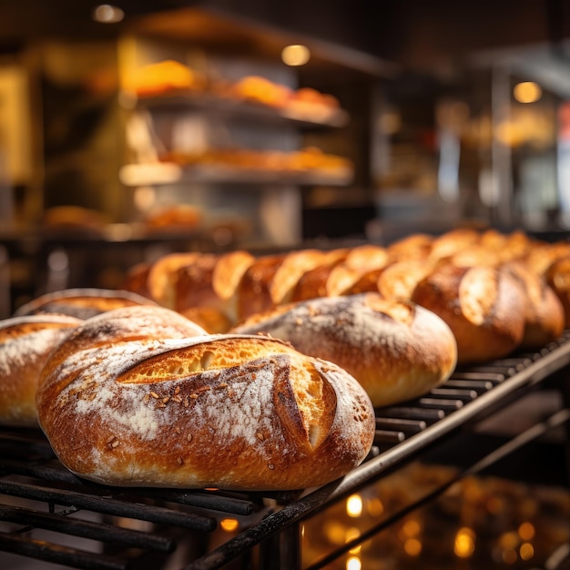 Pão de fermento crocante assado no forno Preparação de pão IA generativa