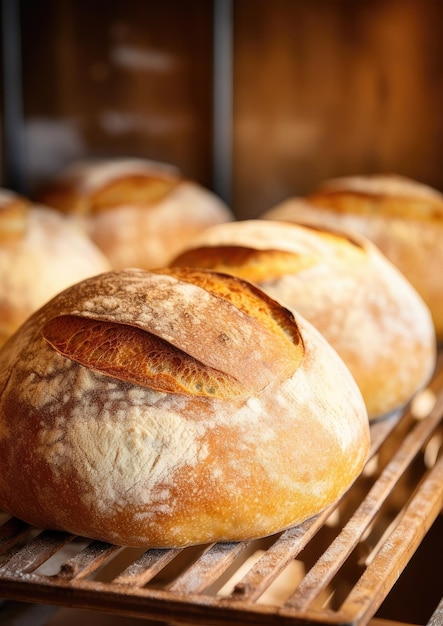 Pão de fermento crocante assado no forno Preparação de pão IA generativa