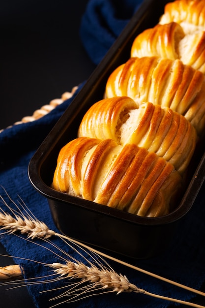 Pão de leite macio caseiro de lã orgânica