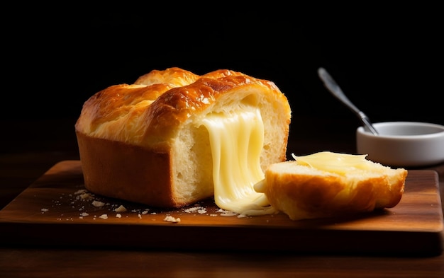 Pão de queijo saboroso, recém-cozido à perfeição, IA generativa.