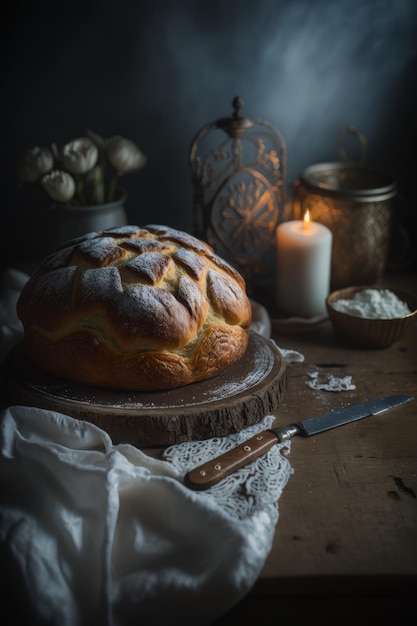 Pão Doce em uma mesa de cozinha Illustrator AI Generative