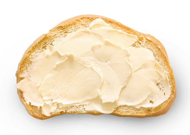 Pão e manteiga isolado no branco