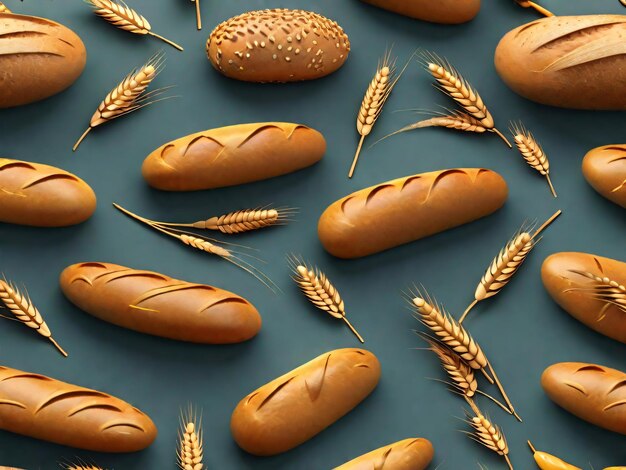 Pão e trigo desenho de padrão sem costura aveia