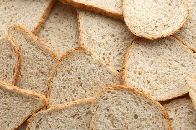 Pão em fatias frescas em foto macro em quadros completos em close-up