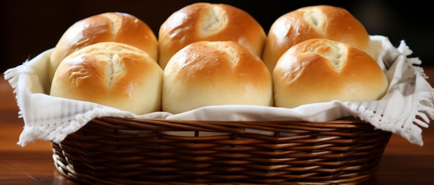 Pão feito em casa numa cesta.