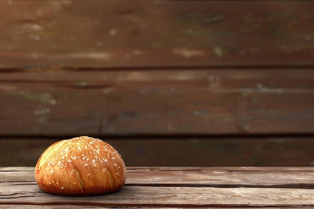 Foto pão fresco em mesa de madeira