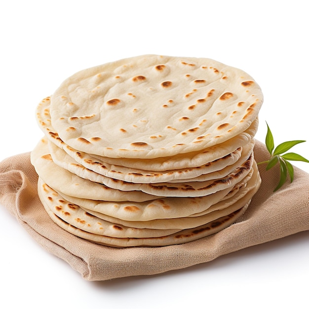 Pão pita isolado em fundo branco