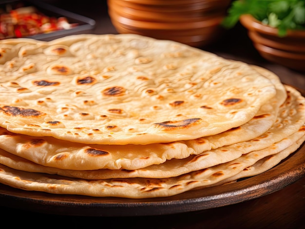 Foto pão plano indiano closeup pão plano tradicional também conhecido como pita bread roti chapati naan ou tortilla