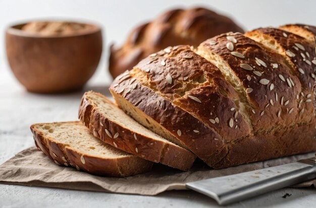 Pão recém-cozido sobre um fundo branco Isolado