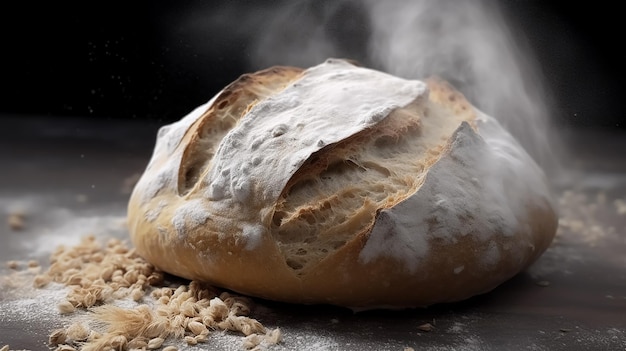 Pão tradicional italiano e trigo em uma mesa