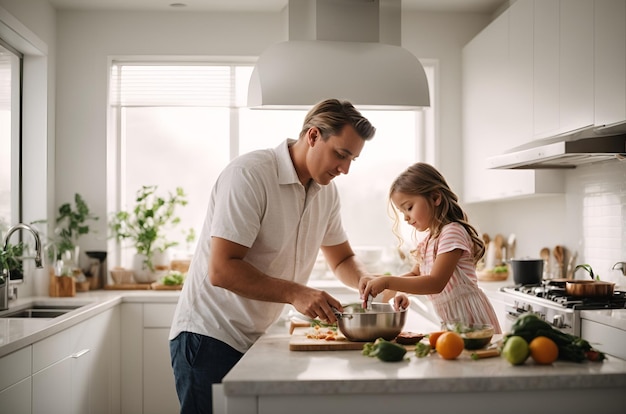 Papá cocinando con su hija.