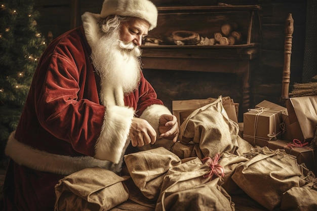 Papá Noel en el árbol de Navidad