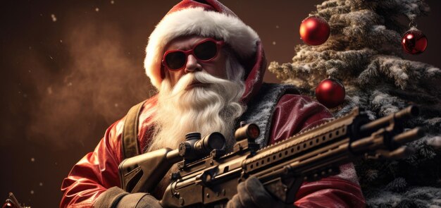 Foto papá noel con un arma