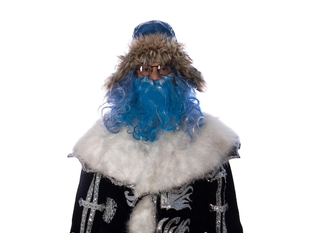 Papá Noel azul con traje azul