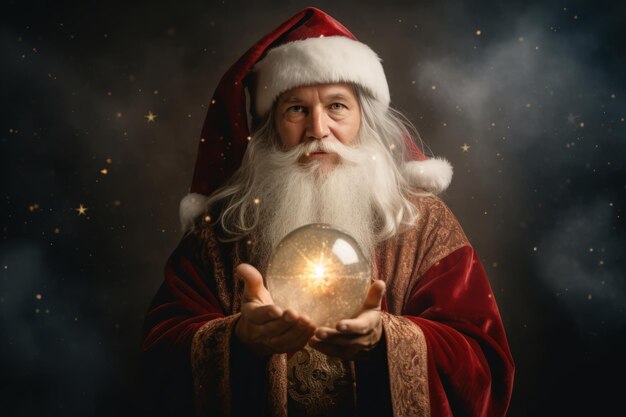 Foto papá noel con una bola de cristal