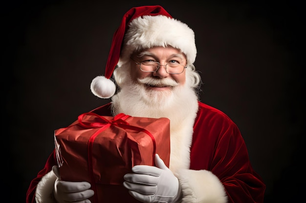 Papá Noel con una bolsa de regalos en su hombro