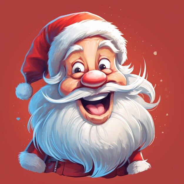 Papá Noel de dibujos animados con sombrero rojo y barba blanca ai generativo