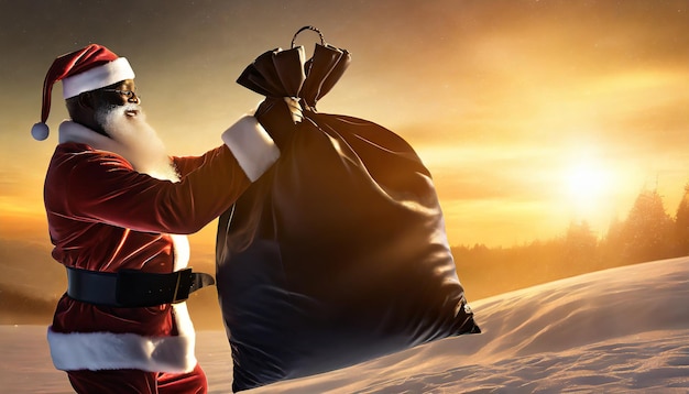 Papá Noel entregando regalos a niños de todo el mundo durante las vacaciones de Navidad