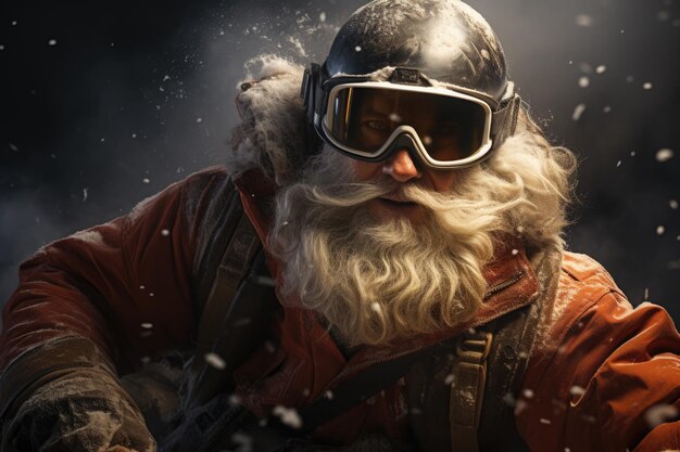 Papá Noel esquiando en invierno divertido padre de Navidad IA generativa