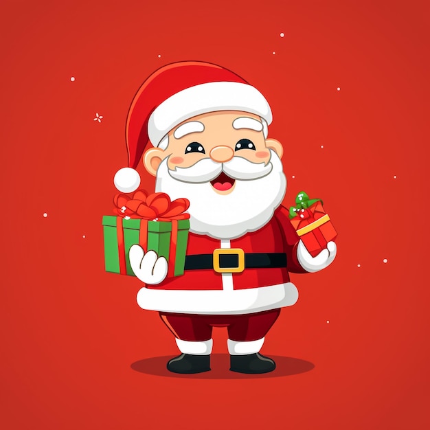 El Papá Noel está agitando la mano y saludando a alguien mientras entrega regalos de ilustración