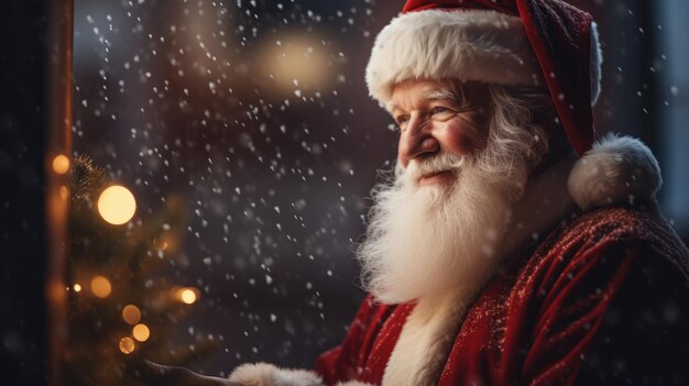 Papá Noel está leyendo un libro Año nuevo y vacaciones navideñas El ambiente festivo Postal