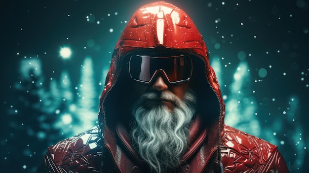 papá noel del futuro cyberpunk