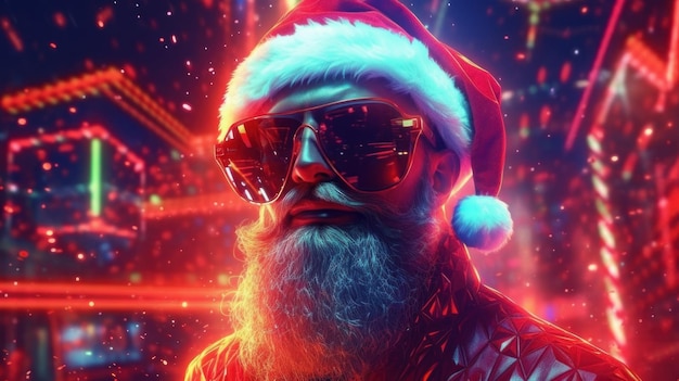 papá noel del futuro cyberpunk