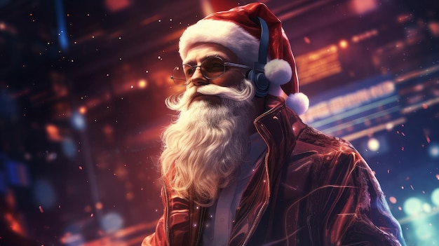 papá noel del futuro cyberpunk