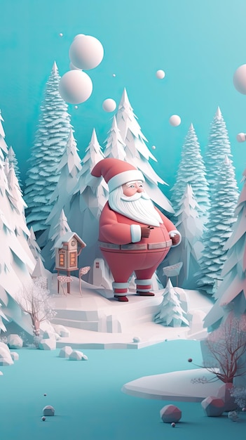 Papá Noel en la increíble Navidad de hadas y el bosque mágico Feliz Navidad y Feliz Año Nuevo Venta de Navidad Fondo de vacaciones AI generativo