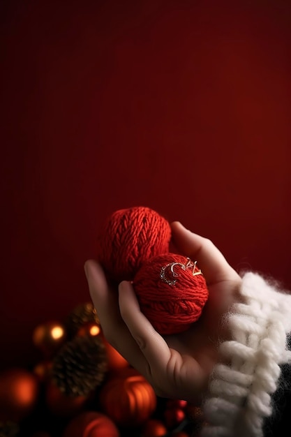 Papá Noel que sopla nieve mágica de sus manos genera ai