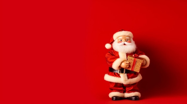 Papá Noel con regalos fondo blanco Retrato de alegre Papá Noel masculino con regalo de colores