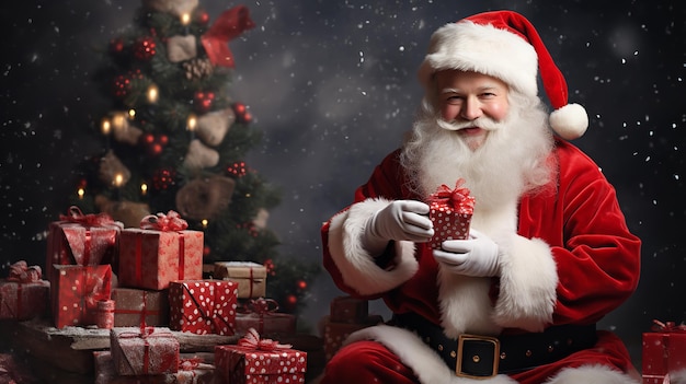 Papá Noel con regalos Generative Ai