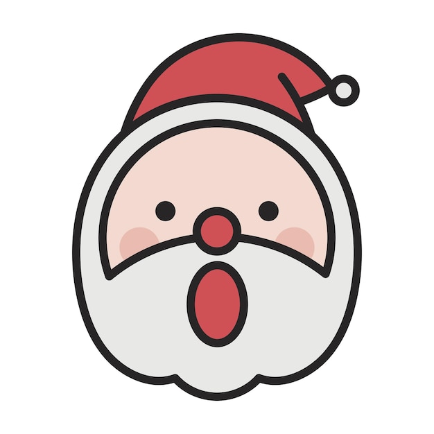 Papá Noel sonriendo con emoticon de boca abierta en el vector de fondo transparente