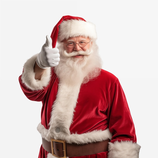 Papá Noel sosteniendo el buscador en un fondo blanco