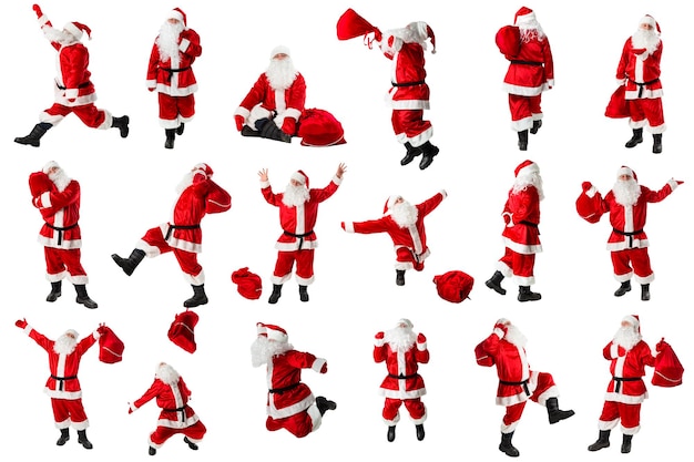 Papá Noel en toda su longitud aislado en blanco
