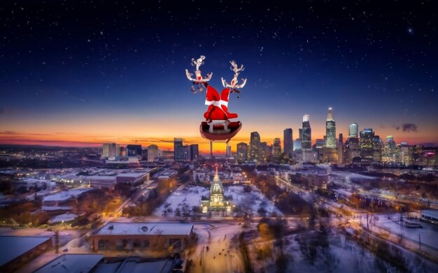 Foto papá noel en trineo con regalos