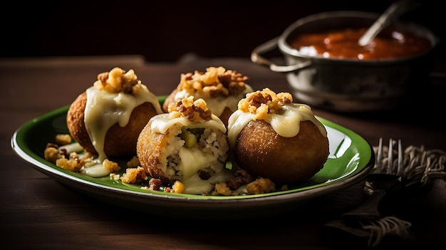 Papa Rellena relleno de bolas de patatas con relleno de carne molida