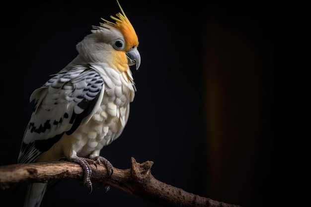 Papagaio de calopsita em um galho no fundo da natureza Aves Vida Selvagem Animais Ilustração generativa AI