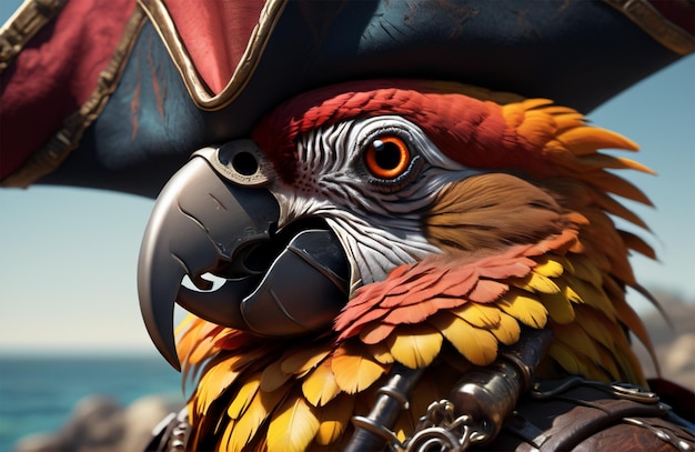 Papagaio de desenho animado vestido de pirata