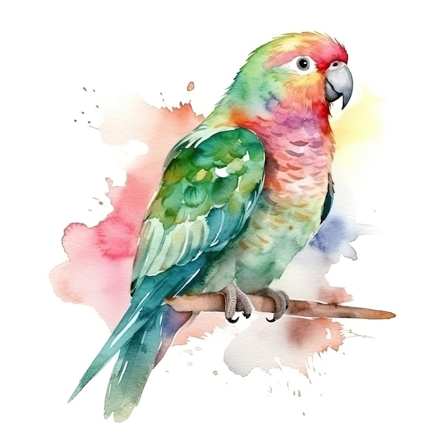 papagaio pássaro tropical isolado em branco ilustração aquarela