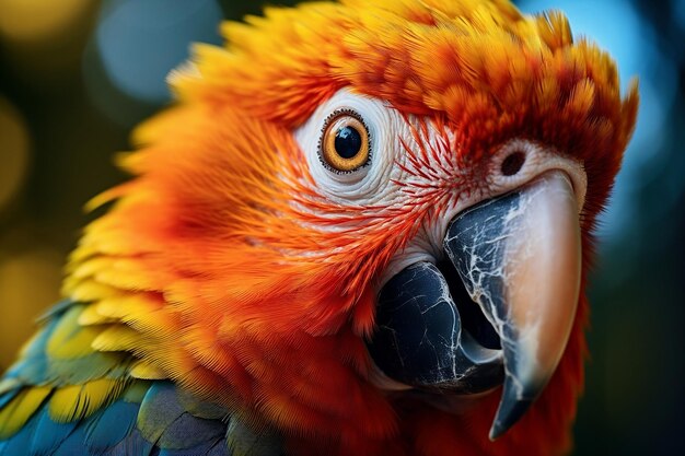 Papagaio vívido em close-up Retrato colorido IA geradora