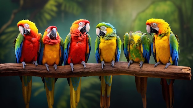 Papagaios coloridos de papel de parede UHd