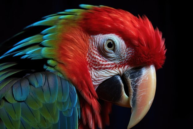 Papagei, der seinen Schnabel benutzt, um die Flügelfedern vorsichtig zu putzen