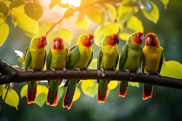 Foto papageien psittaculidae welttag der wildtiere gruppe von wilden tieren auf dem hintergrund der natur